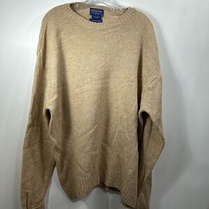 Pendleton 100% Shetland wool washable tan sweater size XL